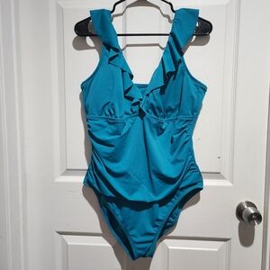 Time and Tru Teal Woman's One Piece Swimsuit